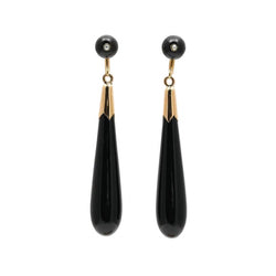 Boucles d'oreilles Pendantes en or jaune, onyx et perles - Castafiore