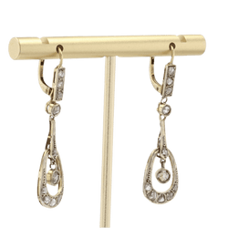 Boucles d'oreilles Pendantes en or jaune, or blanc et diamants - Castafiore