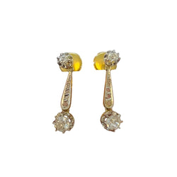Boucles d'oreilles Pendantes en or jaune, or blanc et diamants - Castafiore