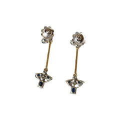 Boucles d'oreilles pendantes en or jaune, or blanc et saphir - Castafiore