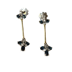 Boucles d'oreilles pendantes en or jaune, or blanc et saphir - Castafiore