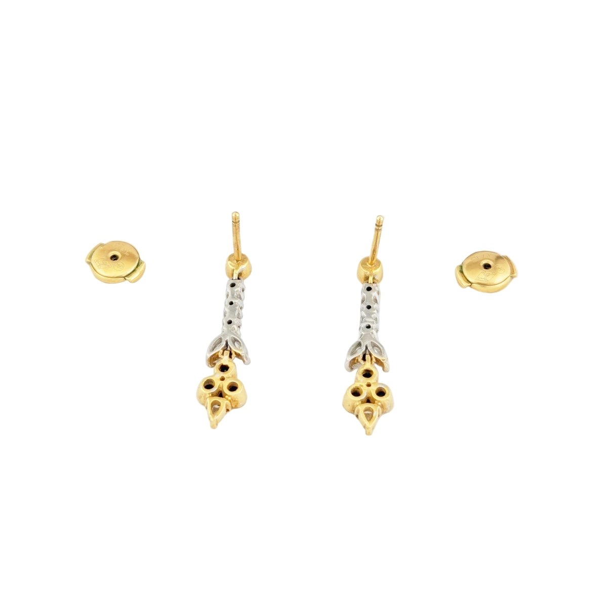 Boucles d'oreilles Pendantes en or jaune, or blanc, saphirs et diamants - Castafiore