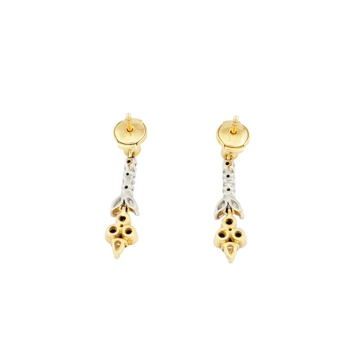 Boucles d'oreilles Pendantes en or jaune, or blanc, saphirs et diamants - Castafiore