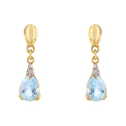 Topaz earrings diamonds yellow gold