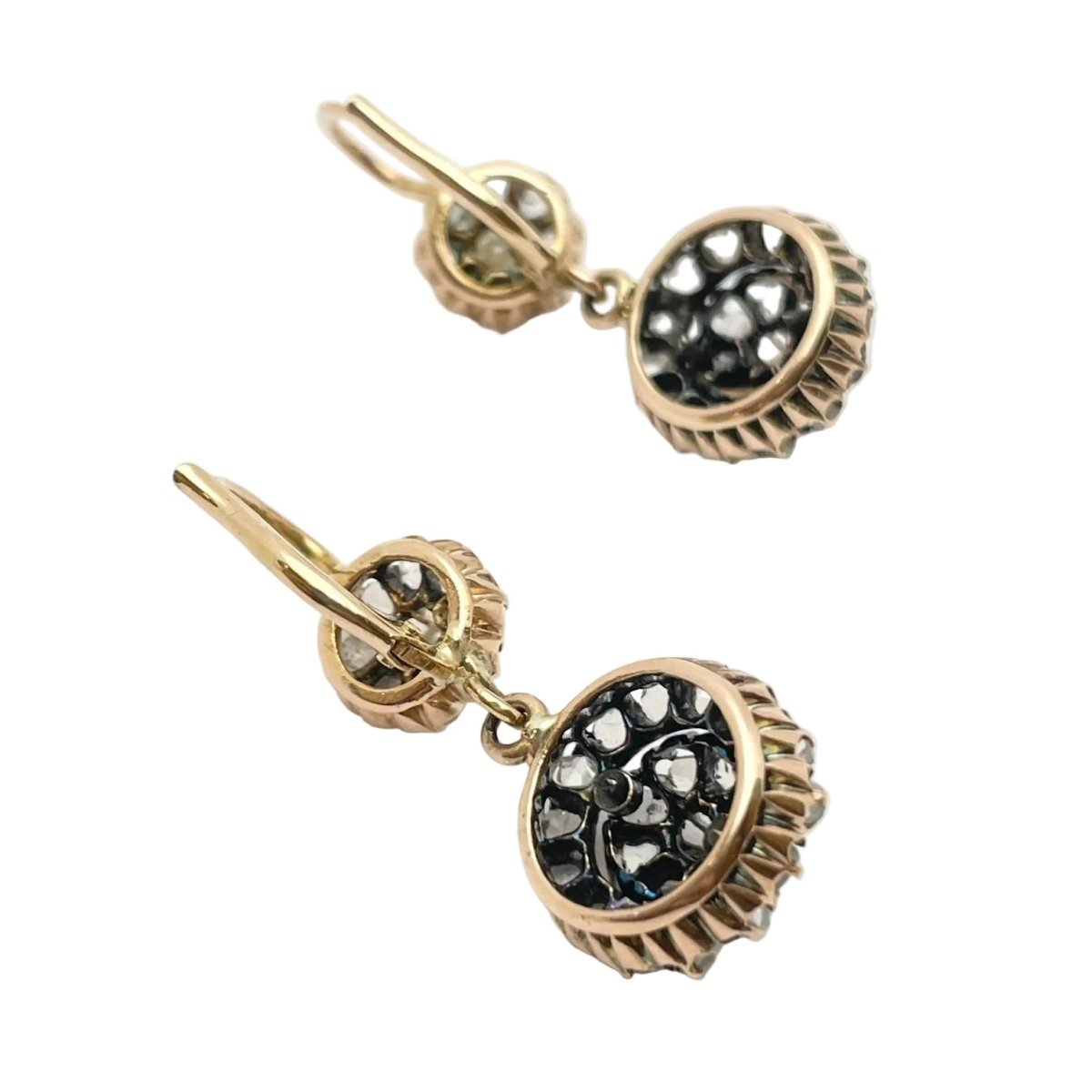 Boucles d'oreilles Pendantes en or jaune, perles et diamants - Castafiore