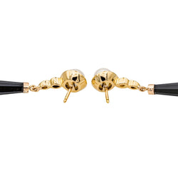 Boucles d'oreilles Pendantes en or jaune, perles, onyx et diamants - Castafiore