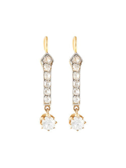 Boucles d'oreilles Pendantes en or jaune, platine et diamants - Castafiore