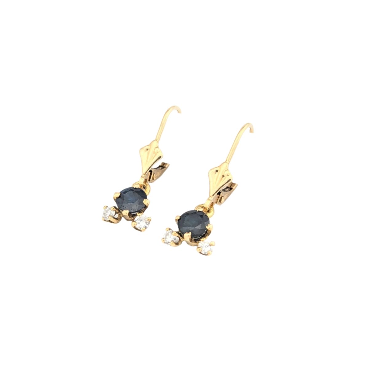 Boucles d'oreilles Pendantes en or jaune saphir et diamants - Castafiore