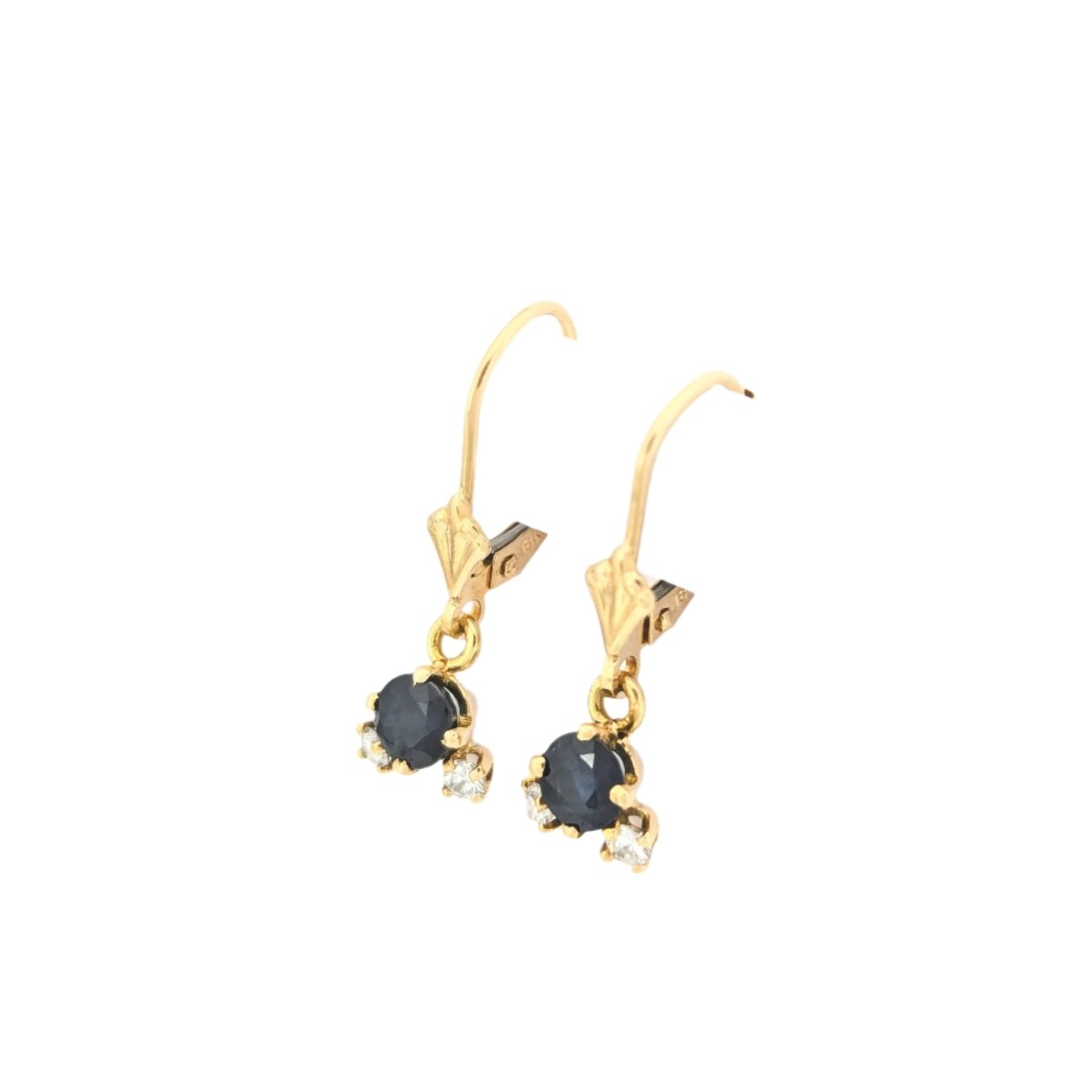 Boucles d'oreilles Pendantes en or jaune saphir et diamants - Castafiore