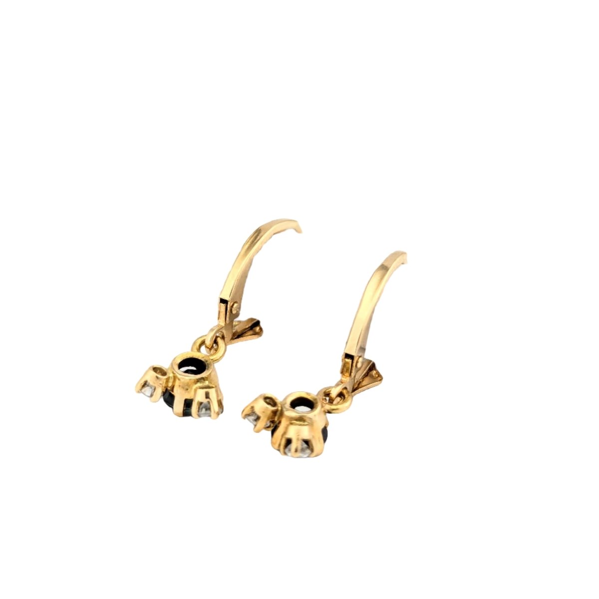 Boucles d'oreilles Pendantes en or jaune saphir et diamants - Castafiore