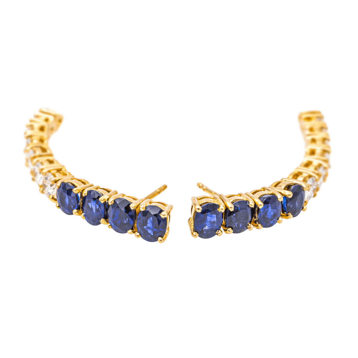 Boucles d'oreilles Pendantes en or jaune, saphirs et diamants - Castafiore