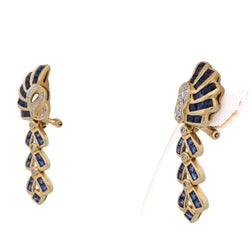 Boucles d'oreilles Pendantes en or jaune, saphirs et diamants - Castafiore