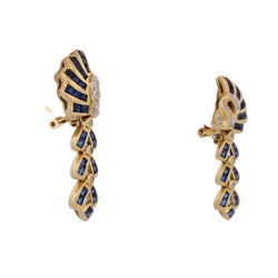 Boucles d'oreilles Pendantes en or jaune, saphirs et diamants - Castafiore