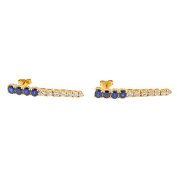 Boucles d'oreilles Pendantes en or jaune, saphirs et diamants - Castafiore