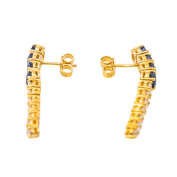 Boucles d'oreilles Pendantes en or jaune, saphirs et diamants - Castafiore