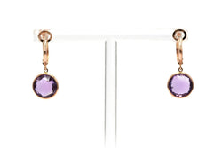 Boucles d'oreilles Pendantes en or rose et améthystes - Castafiore
