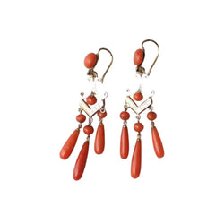 Boucles d'oreilles Pendantes en or rose et corail - Castafiore