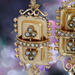 Boucles d'oreilles pendantes en or rose et perles fines - Castafiore