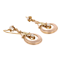 Boucles d'oreilles Pendantes en or rose, or vert et perle - Castafiore