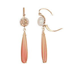 Boucles d'oreilles Pendantes en or rose, perle, grenats et diamant - Castafiore