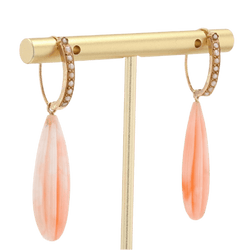Boucles d'oreilles Pendantes en or rose, perles et corail - Castafiore