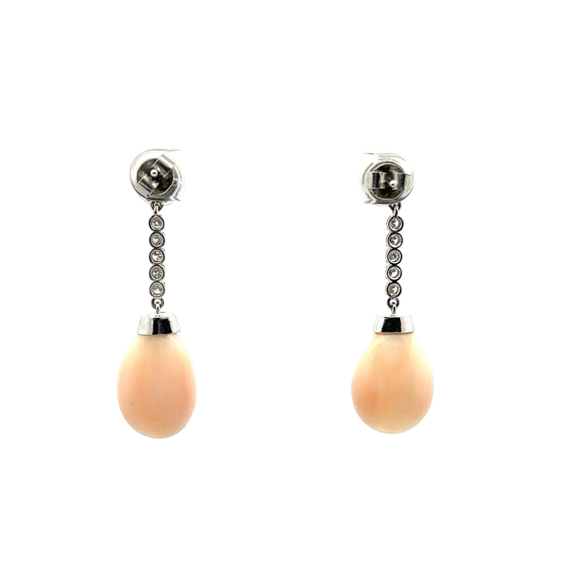Boucles d'oreilles Pendantes en platine, agate, corail et diamants - Castafiore