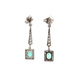 Boucles d'oreilles Pendantes en platine, émeraudes et diamants - Castafiore