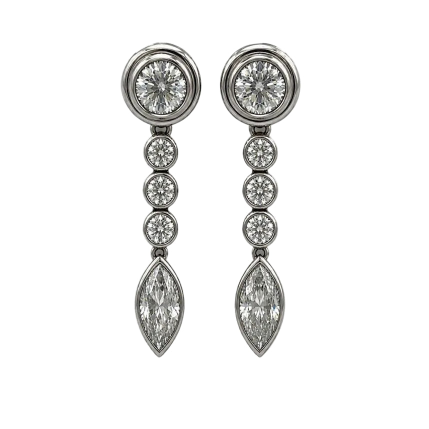 Boucles d'oreilles Pendantes en platine et diamants - Castafiore
