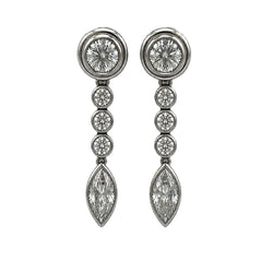 Boucles d'oreilles Pendantes en platine et diamants - Castafiore