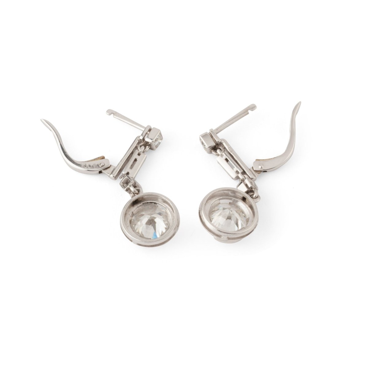 Boucles d'oreilles Pendantes en platine et diamants - Castafiore