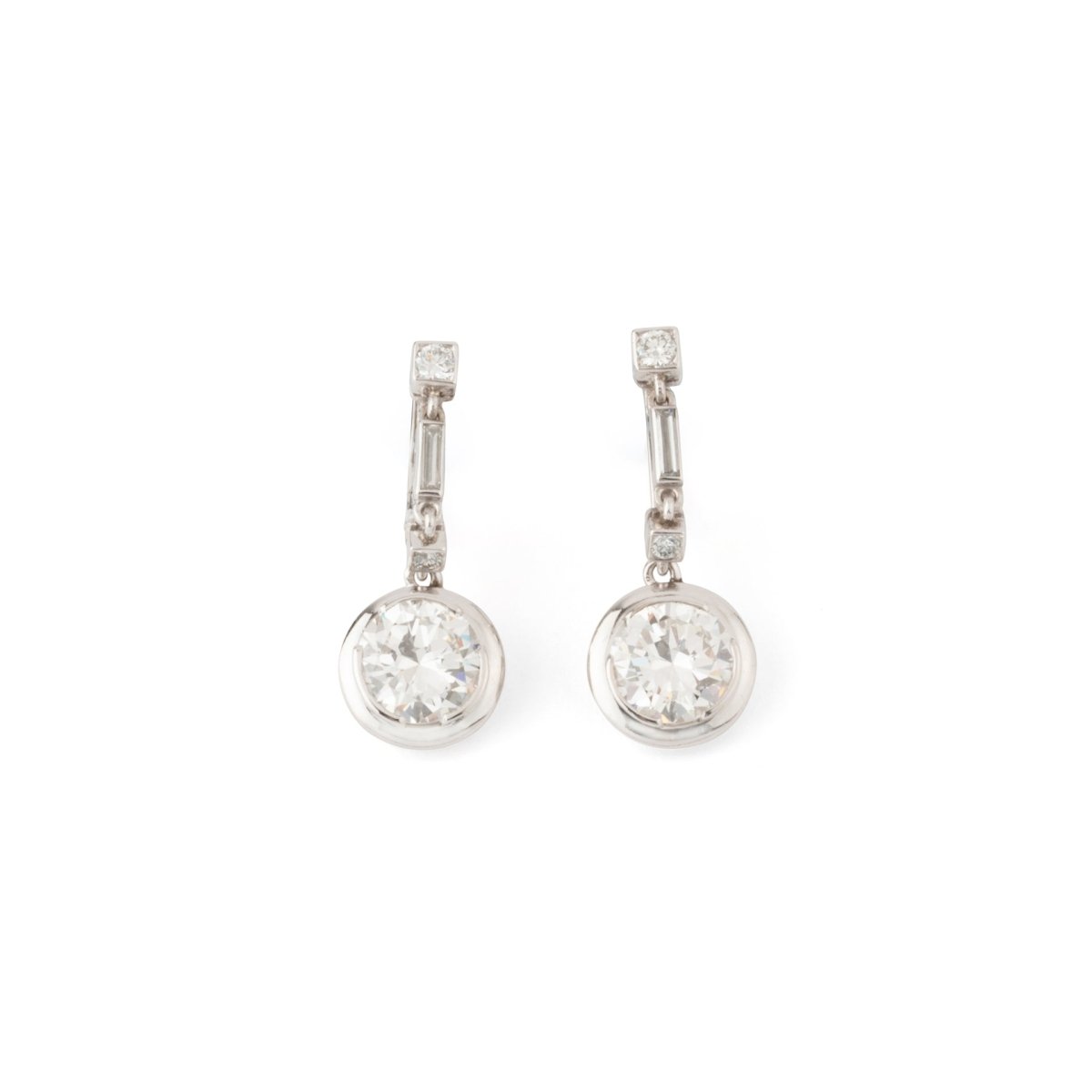 Boucles d'oreilles Pendantes en platine et diamants - Castafiore