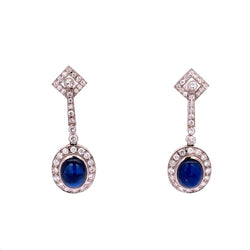 Boucles d'oreilles Pendantes en platine, saphirs et diamants - Castafiore