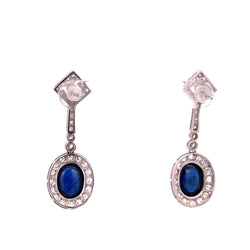 Boucles d'oreilles Pendantes en platine, saphirs et diamants - Castafiore