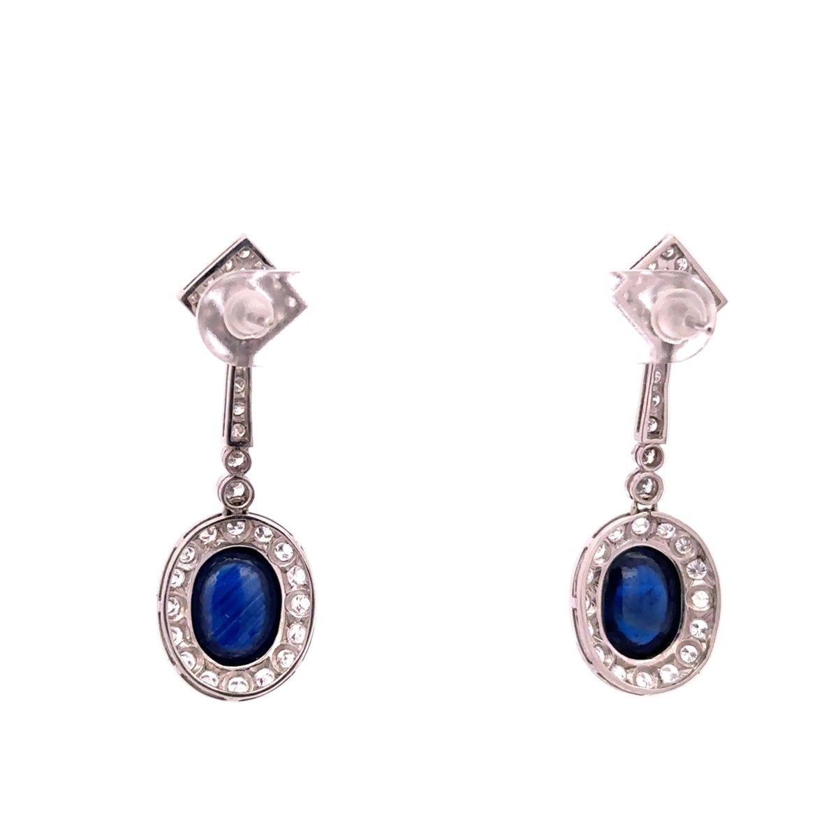 Boucles d'oreilles Pendantes en platine, saphirs et diamants - Castafiore