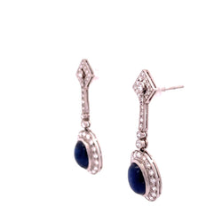 Boucles d'oreilles Pendantes en platine, saphirs et diamants - Castafiore