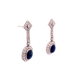 Boucles d'oreilles Pendantes en platine, saphirs et diamants - Castafiore