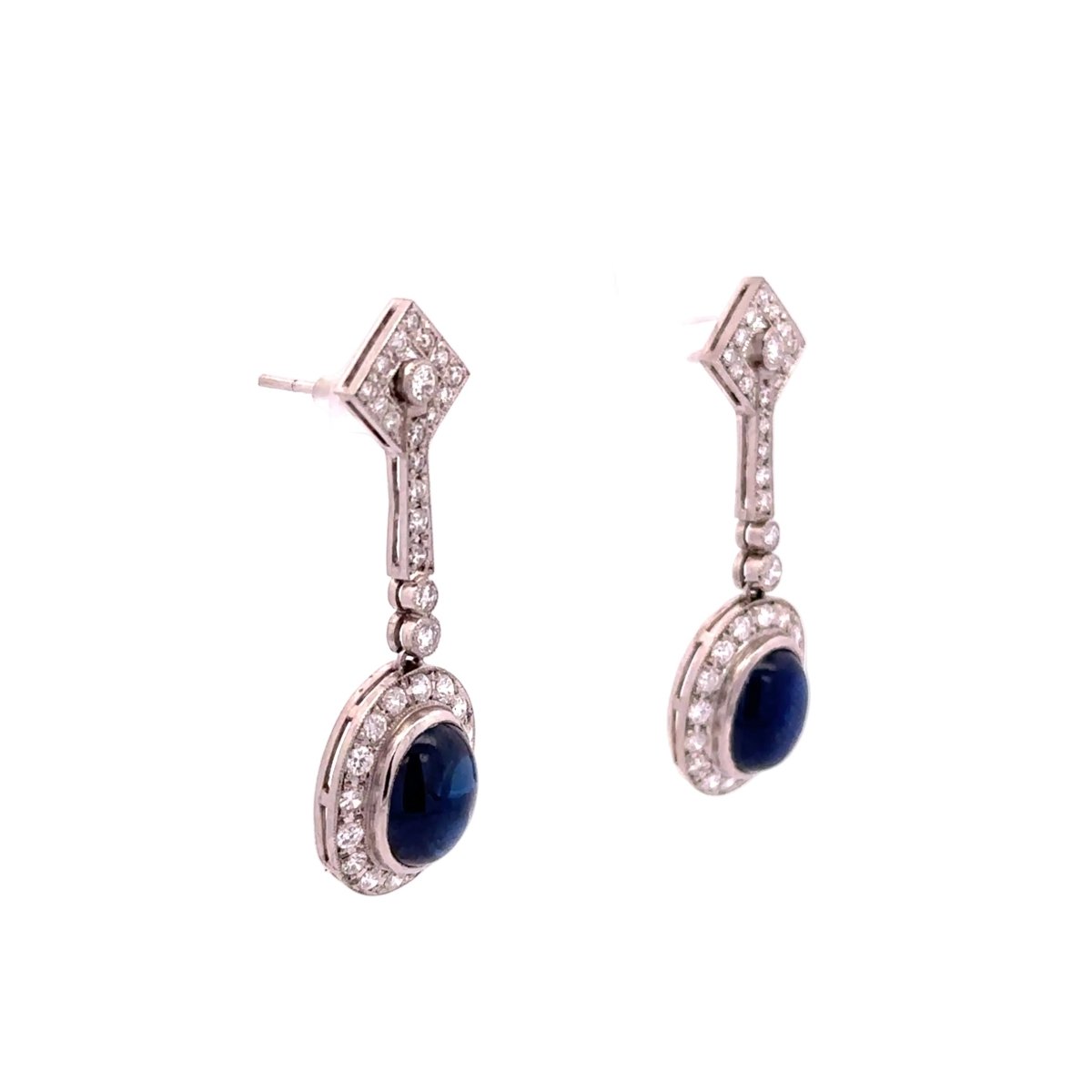 Boucles d'oreilles Pendantes en platine, saphirs et diamants - Castafiore