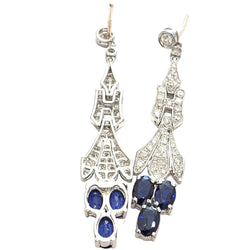 Boucles d'oreilles Pendantes en platine, saphirs et diamants - Castafiore