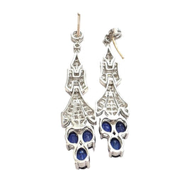 Boucles d'oreilles Pendantes en platine, saphirs et diamants - Castafiore