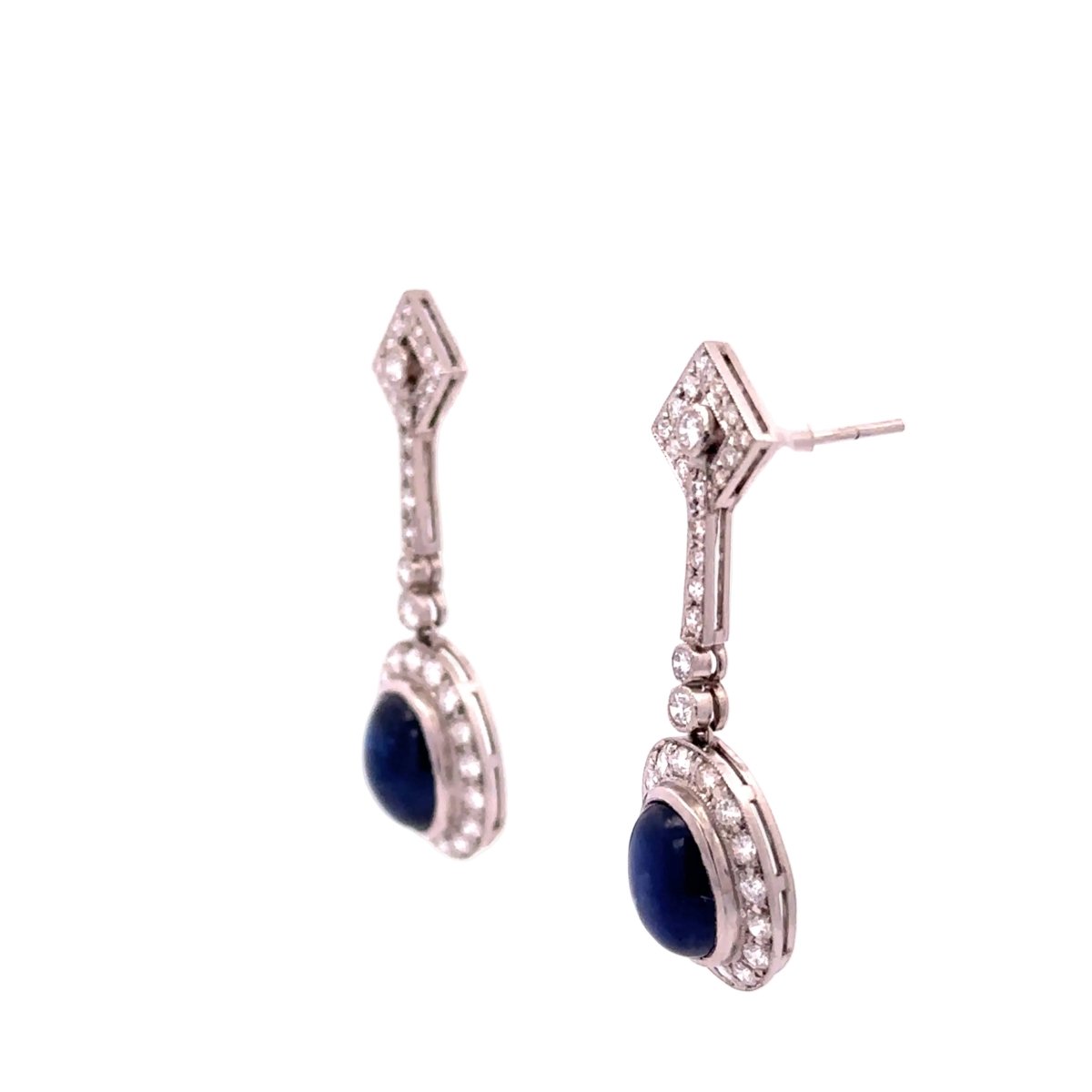 Boucles d'oreilles Pendantes en platine, saphirs et diamants - Castafiore