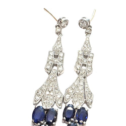 Boucles d'oreilles Pendantes en platine, saphirs et diamants - Castafiore