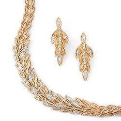 Boucles d'oreilles Pendantes Feuillages en or jaune et diamants - Castafiore