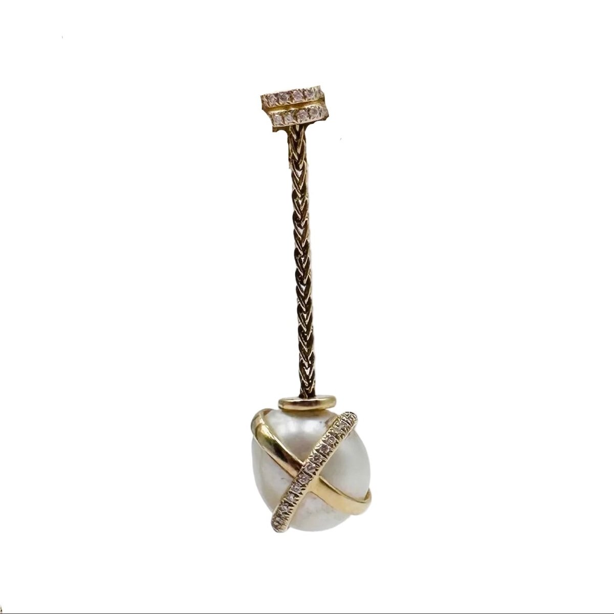 Boucles d'oreilles Pendantes FRED "Baie des Anges" en or jaune, perles et diamants - Castafiore