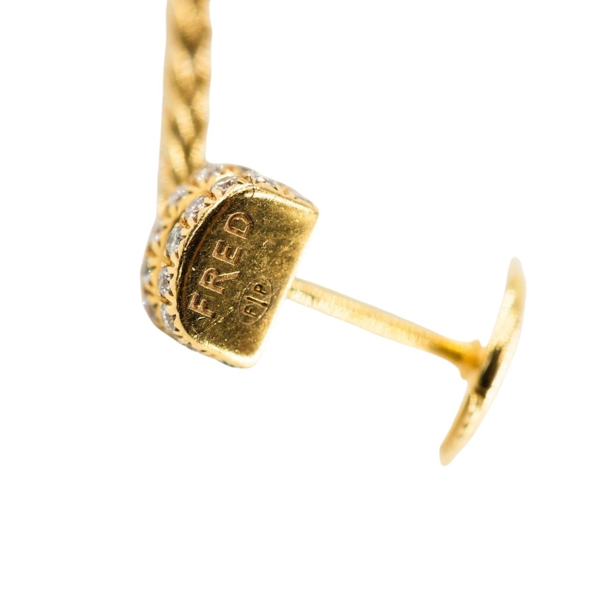 Boucles d'oreilles Pendantes FRED "Baie des Anges" en or jaune, perles et diamants - Castafiore