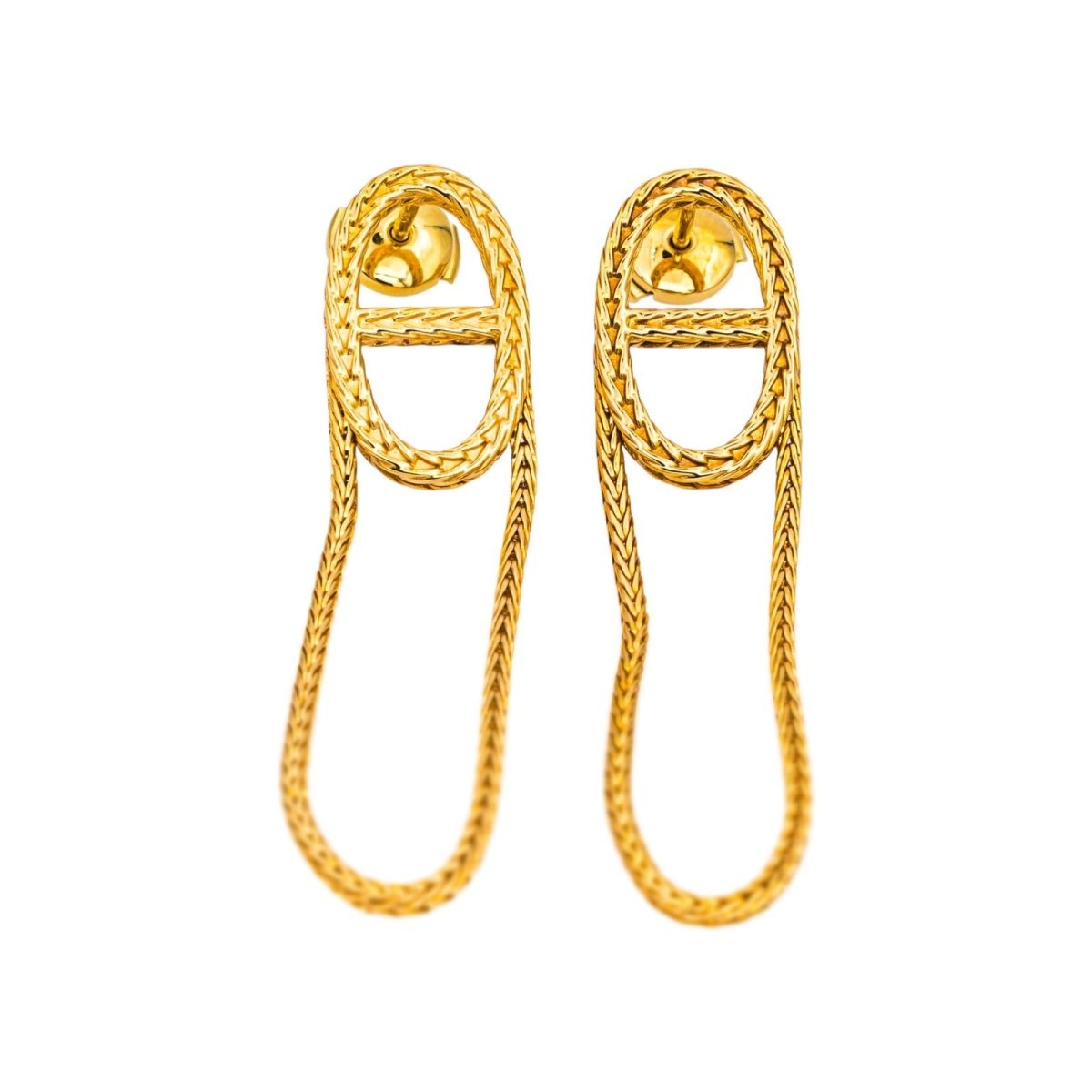 Hermès Earrings Pendant anchor chain Yellow gold