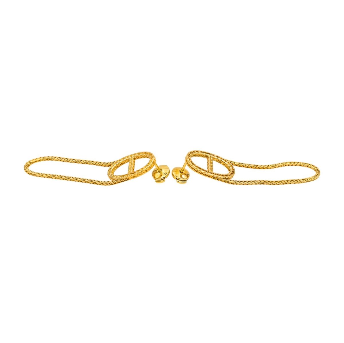 Hermès Earrings Pendant anchor chain Yellow gold