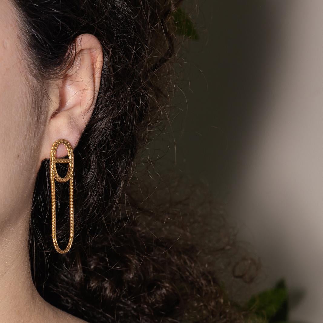 Hermès Earrings Pendant anchor chain Yellow gold