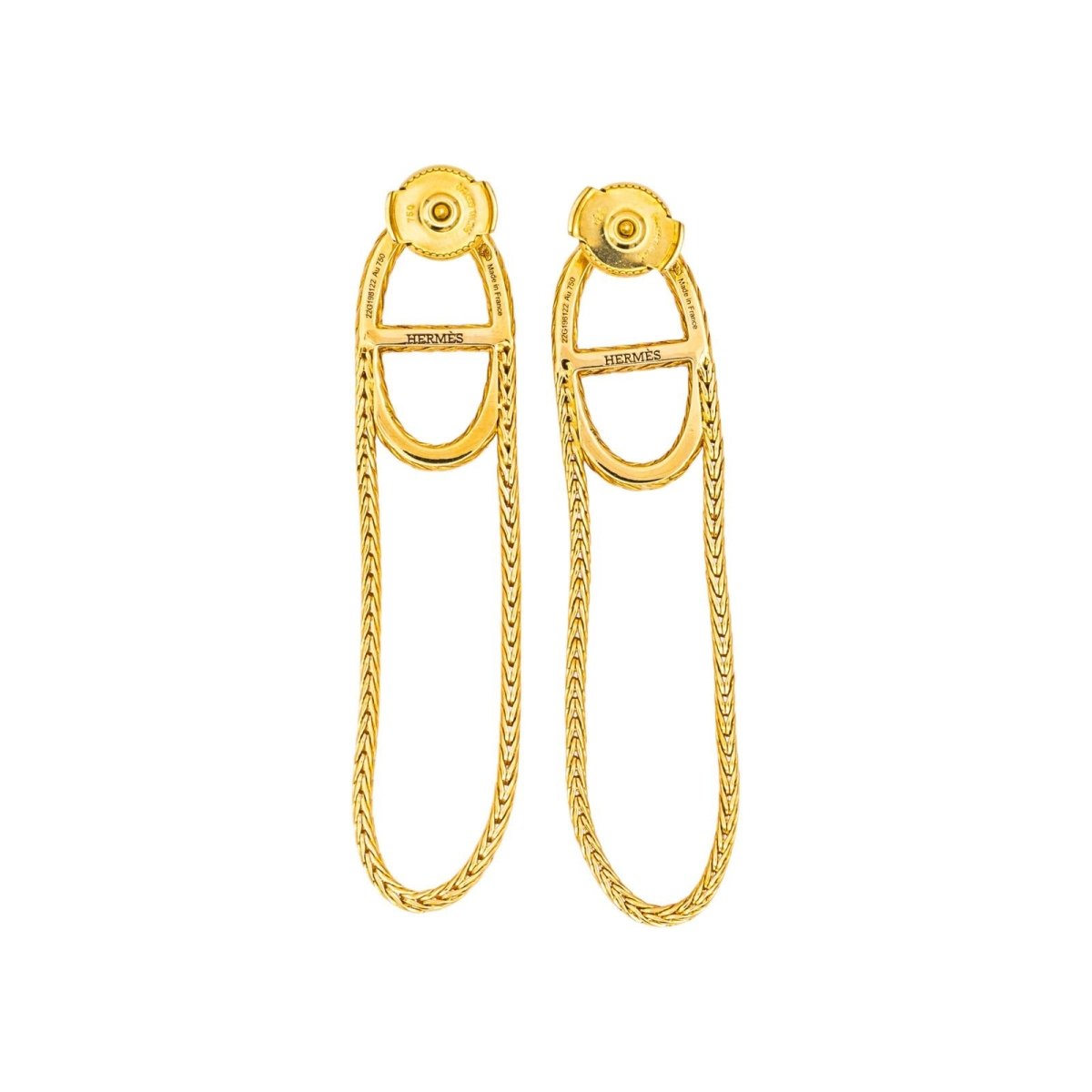 Hermès Earrings Pendant anchor chain Yellow gold