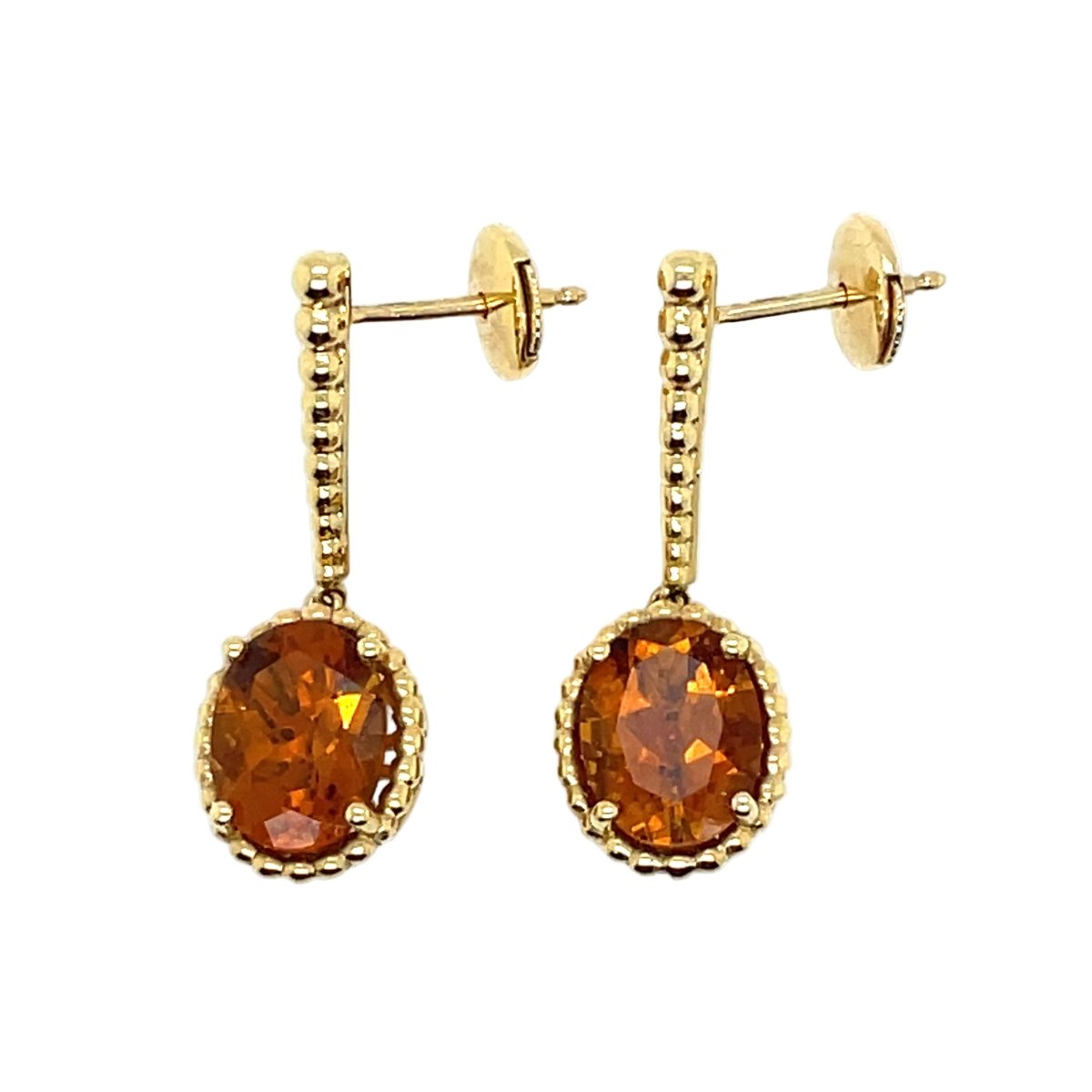 Boucles d'oreilles Pendantes JULIETTE PARIS en or jaune, citrines, saphirs, rubis et diamants - Castafiore