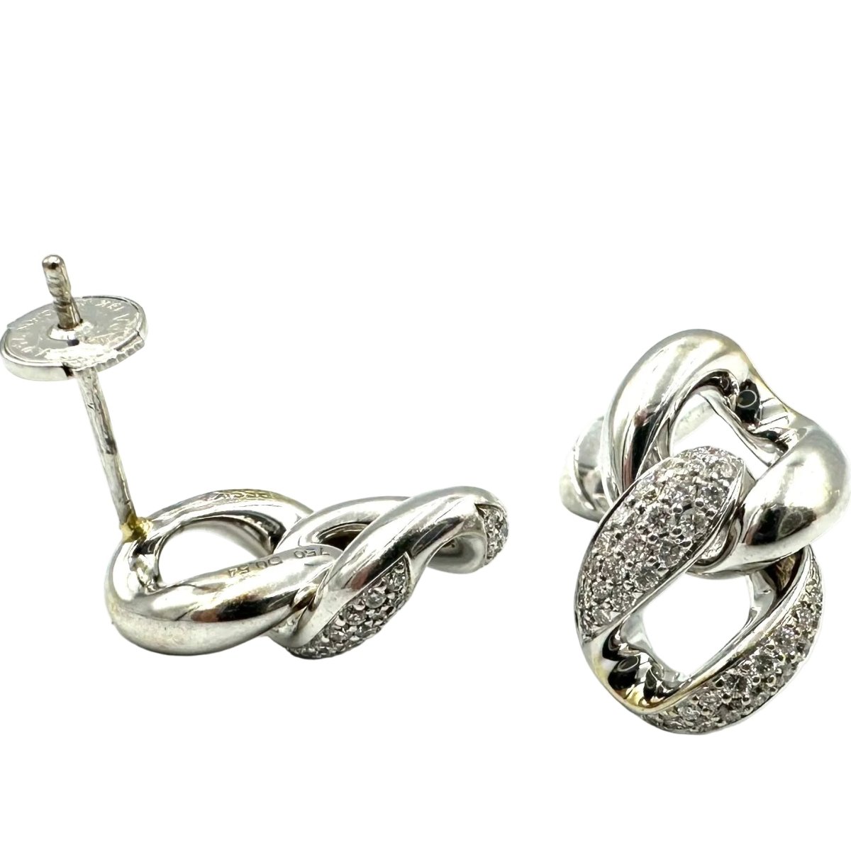 Boucles d'oreilles Pendantes MESSIKA "Link" en or blanc et diamants - Castafiore